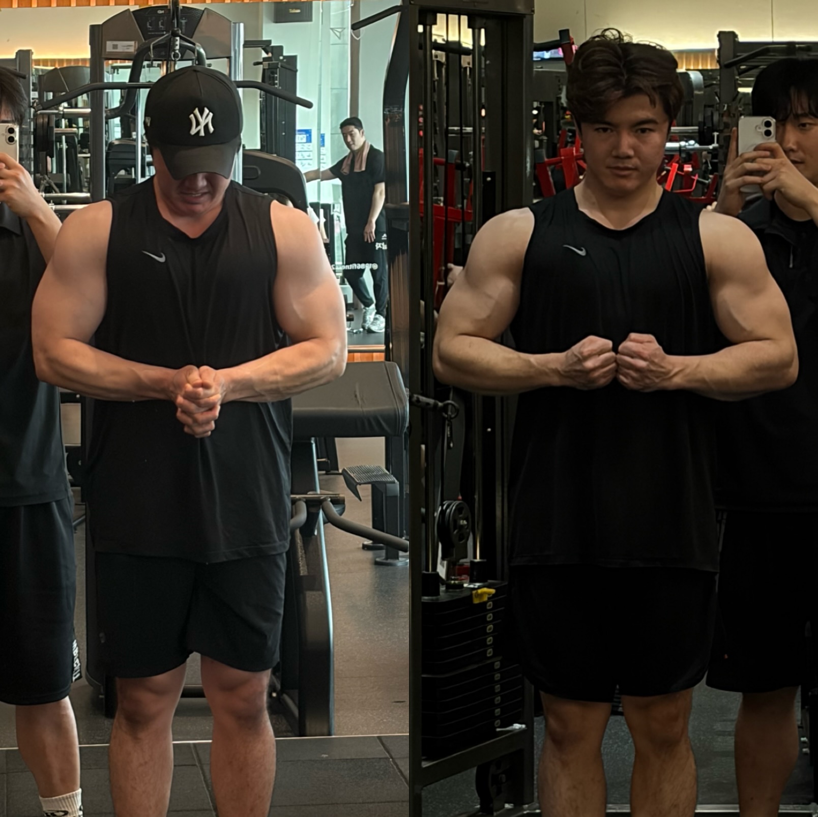 운동 후 자세와 근육 사용을 확인하는 사진 기록
